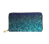 TRSGKSQP Leather Wallet for Women Men Bifold Wallet Ultra Slim Credit Card Holder Teal Glitter Ladies Clutch Purse