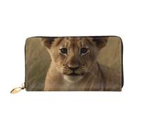 TRSGKSQP Leather Wallet for Women Men Bifold Wallet Ultra Slim Credit Card Holder The Waiting Lion Cub Ladies Clutch Purse