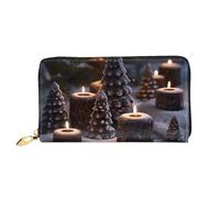 TRSGKSQP Leather Wallet for Women Men Bifold Wallet Ultra Slim Credit Card Holder There is Snow on The Candle Ladies Clutch Purse