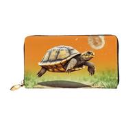 TRSGKSQP Leather Wallet for Women Men Bifold Wallet Ultra Slim Credit Card Holder Tortoise Turtle Jumping Ladies Clutch Purse