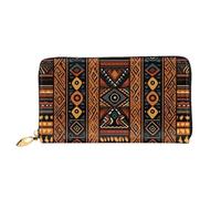 TRSGKSQP Leather Wallet for Women Men Bifold Wallet Ultra Slim Credit Card Holder Traditional African Design Pattern Ladies Clutch Purse