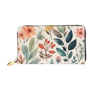 TRSGKSQP Leather Wallet for Women Men Bifold Wallet Ultra Slim Credit Card Holder Watercolor Flowers Ladies Clutch Purse