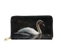 TRSGKSQP Leather Wallet for Women Men Bifold Wallet Ultra Slim Credit Card Holder White Swan Ladies Clutch Purse