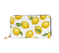 TRSGKSQP Leather Wallet for Women Men Bifold Wallet Ultra Slim Credit Card Holder Yellow Lemon Ladies Clutch Purse