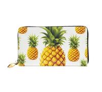 TRSGKSQP Leather Wallet for Women Men Bifold Wallet Ultra Slim Credit Card Holder Yellow Pineapple Ladies Clutch Purse