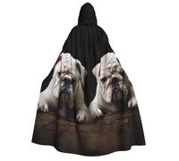 TRSGKSQP Little White Bulldog Adults Hooded Cloak Halloween Cloak Long Hood Robe Cape Cosplay Costume