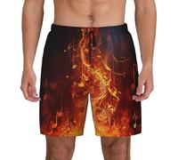 TRSGKSQP Men's Swim Trunks Quick Dry Board Shorts Drawstring Beach Shorts Red Flame Music Note Bathing Suits for Men M