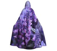 TRSGKSQP Purple Lavender Colored Flowers Adults Hooded Cloak Halloween Cloak Long Hood Robe Cape Cosplay Costume