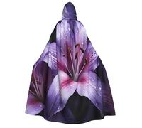 TRSGKSQP Purple Lily Flowers Adults Hooded Cloak Halloween Cloak Long Hood Robe Cape Cosplay Costume