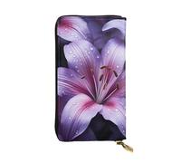 TRSGKSQP Purple Lily Flowers Women's Wallets Ladies Credit Card Holder Slim Thin Leather Clutch Cell Phone Handbag for Women