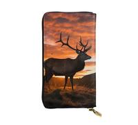 TRSGKSQP Red Deer Bull Elk Sunset Women's Wallets Ladies Credit Card Holder Slim Thin Leather Clutch Cell Phone Handbag for Women