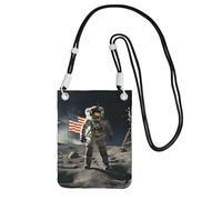 TRSGKSQP Small Crossbody Bags for Women Cell Phone Purse Mini Cellphone Wallet Astronaut Landing on The Moon Cell Phone Bag