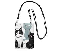 TRSGKSQP Small Crossbody Bags for Women Cell Phone Purse Mini Cellphone Wallet Black and White Cats Cell Phone Bag