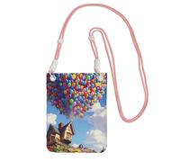 TRSGKSQP Small Crossbody Bags for Women Cell Phone Purse Mini Cellphone Wallet Colorful Balloon and House Cell Phone Bag