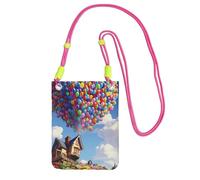 TRSGKSQP Small Crossbody Bags for Women Cell Phone Purse Mini Cellphone Wallet Colorful Balloon and House Cell Phone Bag