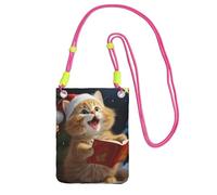 TRSGKSQP Small Crossbody Bags for Women Cell Phone Purse Mini Cellphone Wallet Cute Cat Sing Christmas Carols Cell Phone Bag