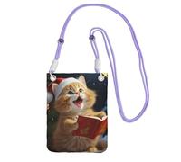 TRSGKSQP Small Crossbody Bags for Women Cell Phone Purse Mini Cellphone Wallet Cute Cat Sing Christmas Carols Cell Phone Bag