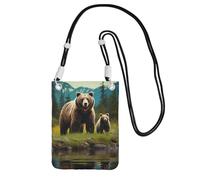 TRSGKSQP Small Crossbody Bags for Women Cell Phone Purse Mini Cellphone Wallet River Bear Mom Cell Phone Bag