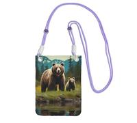 TRSGKSQP Small Crossbody Bags for Women Cell Phone Purse Mini Cellphone Wallet River Bear Mom Cell Phone Bag