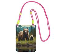 TRSGKSQP Small Crossbody Bags for Women Cell Phone Purse Mini Cellphone Wallet River Bear Mom Cell Phone Bag