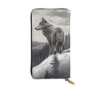TRSGKSQP Snow Mountain Lone Wolf Women's Wallets Ladies Credit Card Holder Slim Thin Leather Clutch Cell Phone Handbag for Women