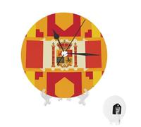 TRSGKSQP Spanish Flag Pattern Wall Clock Battery Operated Silent Non Ticking Analog Clocks Round Easy To Read Modern Clock Decorative For Office Classroom Home Living Room Bedroom Kitchen