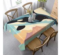 TRSGKSQP Tablecloth Waterproof Wrinkle Free Kitchen Tablecloths Rectangle Table Cloth 140 x 90 cm Stain Resistant Dining Table Cover Orca in the Sea Decorative Tablecloth for Indoor Outdoor