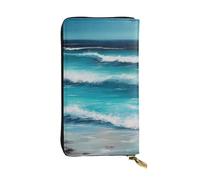 TRSGKSQP Turquoise Beach Original Seascape Women's Wallets Ladies Credit Card Holder Slim Thin Leather Clutch Cell Phone Handbag for Women