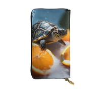 TRSGKSQP Turtles Emerging from Oranges Women's Wallets Ladies Credit Card Holder Slim Thin Leather Clutch Cell Phone Handbag for Women