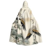 TRSGKSQP Two Cranes Flying Adults Hooded Cloak Halloween Cloak Long Hood Robe Cape Cosplay Costume