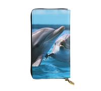 TRSGKSQP Two Dolphins in The Water Women's Wallets Ladies Credit Card Holder Slim Thin Leather Clutch Cell Phone Handbag for Women