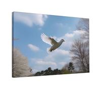 TRSGKSQP Wall Art Prints A White Dove Flies By Modern Wall Decor Framed Ready to Hang Canvas Oil Painting Extra Large Artwork Home Decor for Bathroom Living Room Office Bedroom Poster 45x30 cm