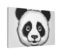 TRSGKSQP Wall Art Prints Anime Panda Face Modern Wall Decor Framed Ready to Hang Canvas Oil Painting Extra Large Artwork Home Decor for Bathroom Living Room Office Bedroom Poster 45x30 cm