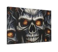 TRSGKSQP Wall Art Prints Cool Evil Skull Modern Wall Decor Framed Ready to Hang Canvas Oil Painting Extra Large Artwork Home Decor for Bathroom Living Room Office Bedroom Poster 45x30 cm