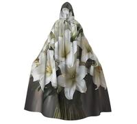 TRSGKSQP White Lily Bouquet Adults Hooded Cloak Halloween Cloak Long Hood Robe Cape Cosplay Costume