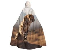TRSGKSQP Wild African Cheetah Adults Hooded Cloak Halloween Cloak Long Hood Robe Cape Cosplay Costume