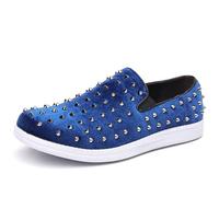 Trsorini Men's Spikes Loafers Velvet Dress Shoes Slip On Sparkle Soft Casual Shoes, A/Blue, 9.5