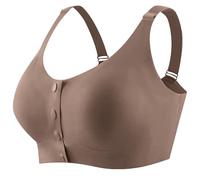 Trssorm Mastectomy Bra with Pocket for Silicone Breast Form Front Closure with Adjustable Shoulder Straps Coffee