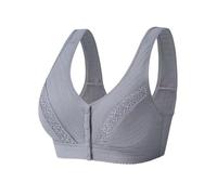 Trssorm Mastectomy Post-surgery Bra with Pocket for Silicone Breast Form Front Closure Cotton Grey