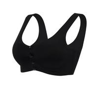 Trssorm Seamless Mastectomy Post-Surgery Bra Front Closure Cotton with Pocket for Silicone Breast Form Black