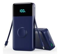 Trswyop Power Bank 26800mAh with Charger i-Watch, 25W PD+QC4.0 USB C Fast Charging External Battery with 2 Integrated Cables, 5 Outputs Portable LCD Charger Compatible with Apple Watch, iPhone