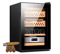 TRTDYFKH Electric Cigar Cabinet with Temperature & Humidity Control, 50L Humidors with Spanish Cedar Wood Shelves Drawer, LED Warm Light & Tempered Glass Door(B)