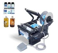 TRTDYFKH Electric Round Bottle Labeling Machine 30 pcs/min Glass Plastic Bottle Label Applicator Bottle Labeler for 15-100mm Diameter