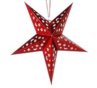 TRTO 1Pcs 30cm Red Color Xmas String Hanging Star Party Decoration Paper Christmas Tree Home Door Ornament Easy To Use and Useful for Decoration