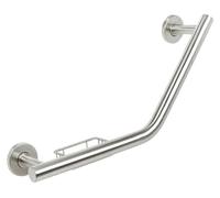 TRTO 1Pcs Brushed Stainless Steel Bathtub Safety Angled Shower Grab Bar Rail with Soap Dish Bathroom Rail for Shower Bath Toilet