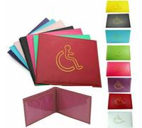 TRTO 1Pcs Colorful Leather Disabled Badge Holder Wallet Parking Blue Disability Cover Wallet Easy To Use and Cleans (Red)