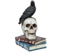 TRTO 1Pcs Crow Standing on Skull and Books Ornament Home Accessories Skeleton Gith Gifts For Men