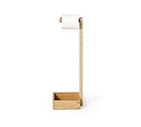 TRTO 1Pcs Free Standing Bamboo Wooden Toilet Paper Roll Holder Tissue Storage Stand Easy To Use and Cleans