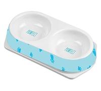 TRTO 1Pcs Pet Double Diner Plastic Food Water Bowl Cat Dogs Pet Double Diner Easy To Use and Cleans (Blue)