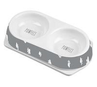 TRTO 1Pcs Pet Double Diner Plastic Food Water Bowl Cat Dogs Pet Double Diner Easy To Use and Cleans (Grey)